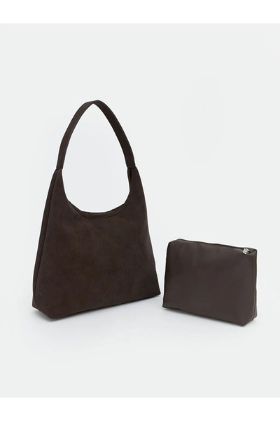 LC Waikiki Brown suede look women's shoulder bag