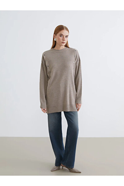 LC Waikiki Gray Crew Neck Women's Knitwear Tunic