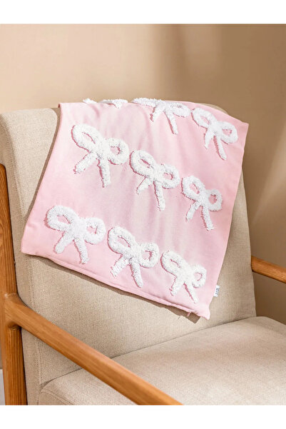 LC Waikiki Pink Bow Printed Throw Pillow Cover 45X45 cm
