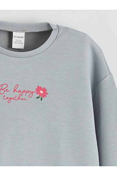 LC Waikiki Hanorac și pantaloni gri pentru fete, cu guler tip bicicletă