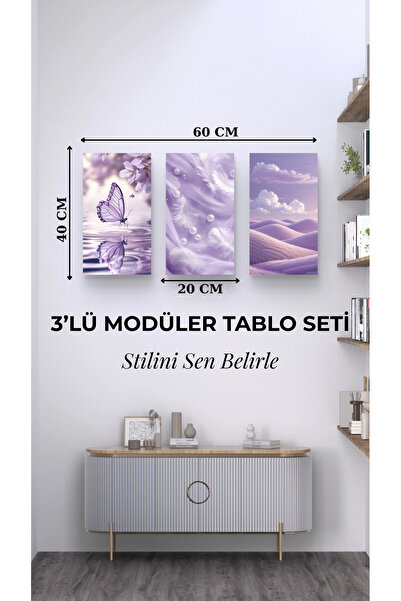 Arzande 3 Parça Modüler Metal Tablo Seti Çerçevesiz Modern Seri Kolay Montaj