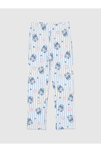 LC Waikiki Blue Stitch Printed Girls' Pajama Set