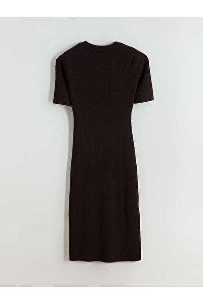 LC Waikiki Brown Crew Neck Knitwear Dress