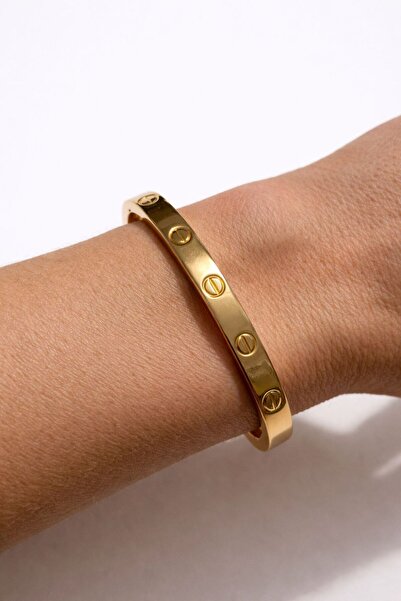 Ka Art Gallery Steel Handcuff Bracelet – Self-Patterned Gold Color Model With...