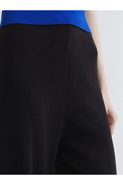 LC Waikiki Black Elastic Waist Wide Leg Women's Knitwear Trousers