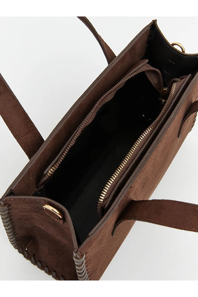 LC Waikiki Καφέ γυναικεία τσάντα ώμου με λεπτομέρεια ραφής και λαβή