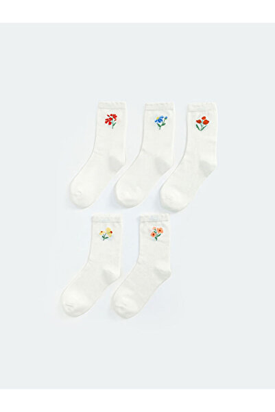 LC Waikiki Rmz Gi̇yi̇m Farkiyla Floral Women's Socks 5-Pack