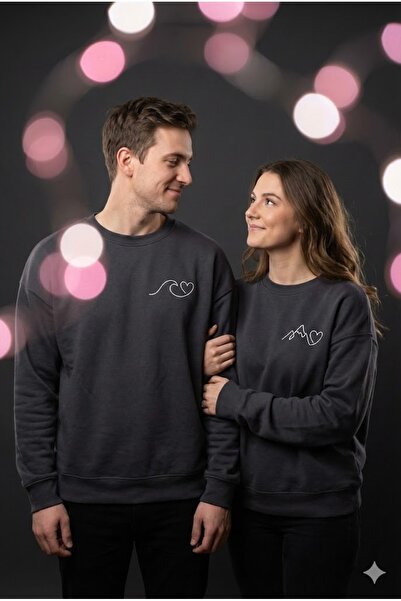 PERISENSE Dear Couple Combination Printed 2-Piece Cotton 3-Yarn Hoodless Over...