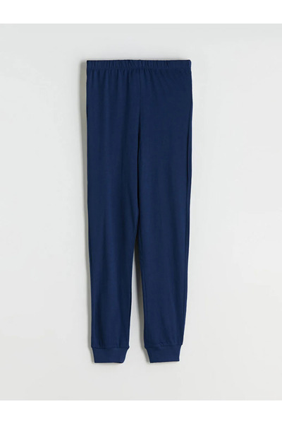 LC Waikiki Pantaloni de pijama pentru băieți, albastru bleumarin, cu talie el...