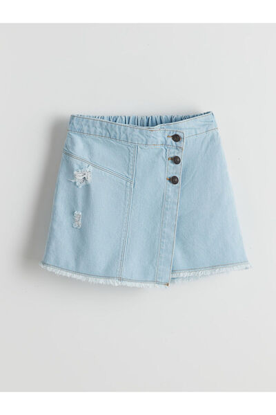 LC Waikiki Nevavm Girls' Jean Shorts Skirt with Elastic Waist and Difference ...