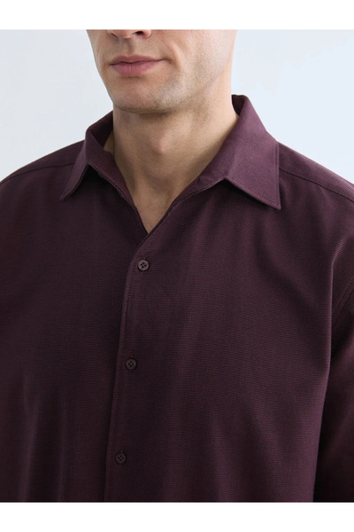 LC Waikiki Burgundy Regular Fit Gabardine Men's Shirt