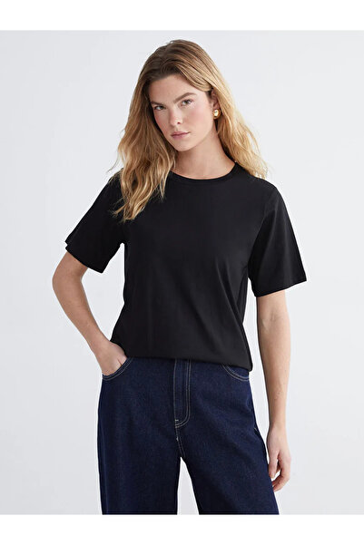 LC Waikiki Μαύρο γυναικείο μπλουζάκι με λαιμόκοψη