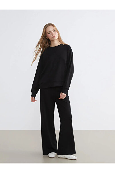 LC Waikiki Black Soft Touch Women's Sweatpants with Elastic Waistband