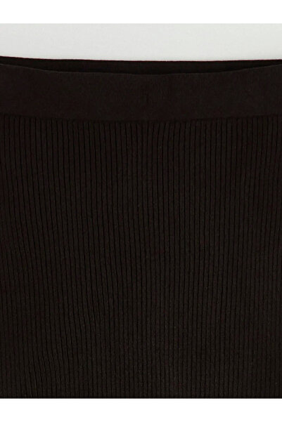 LC Waikiki Black Corded Fabric Knitwear Skirt with Elastic Waist