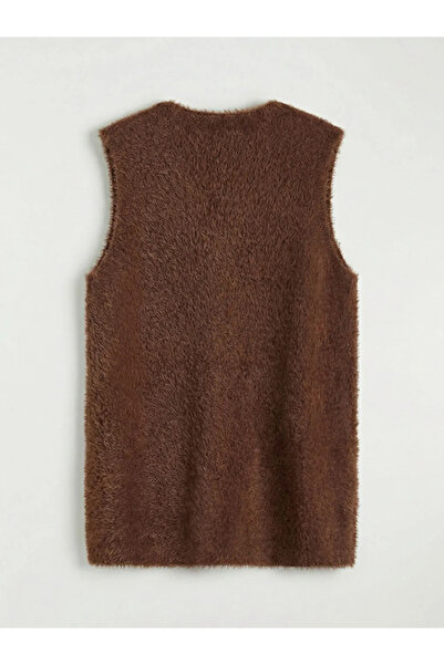 LC Waikiki Brown V-Neck Women's Knitwear Vest