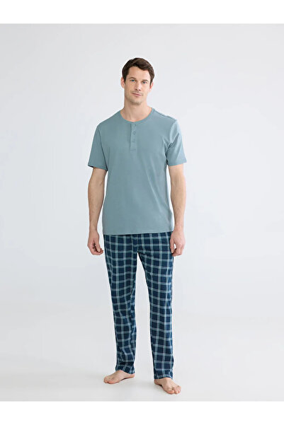 LC Waikiki Navy Blue Standard Fit Men's Pajama Set