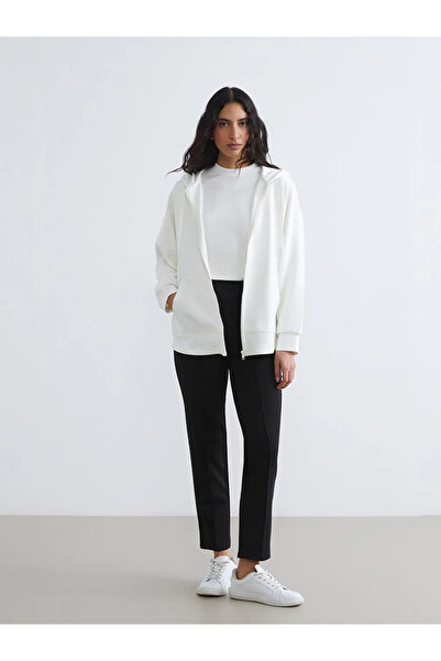 LC Waikiki Beige Hooded Soft Touch Women's Zippered Sweatshirt