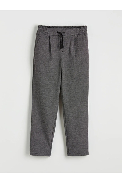 LC Waikiki Γκρι γυναικείο πλισέ παντελόνι με ελαστική μέση και σχέδιο