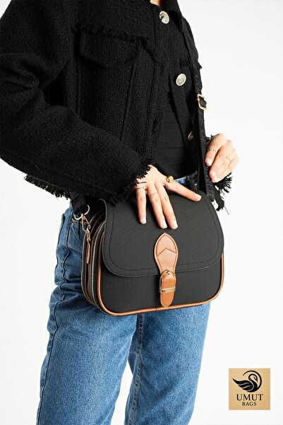 H&D COLLECTİON Navy Blue 4-Pocket Covered Column Strap Zipper and Snap Closur...