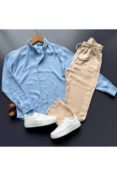 giyimadam16 Men's Linen Shirt Pants Set