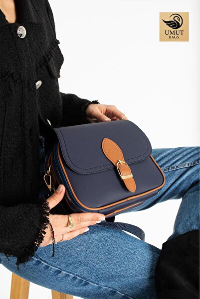 H&D COLLECTİON Dark Mink 3-Pocket Covered Column Strap Zipper and Snap Closur...