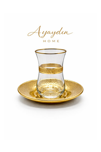 Paşabahçe 42011 Krikle Altın 12 Parça Çay Seti (6 Bardak + 6 Tabak) - Ayaydın...