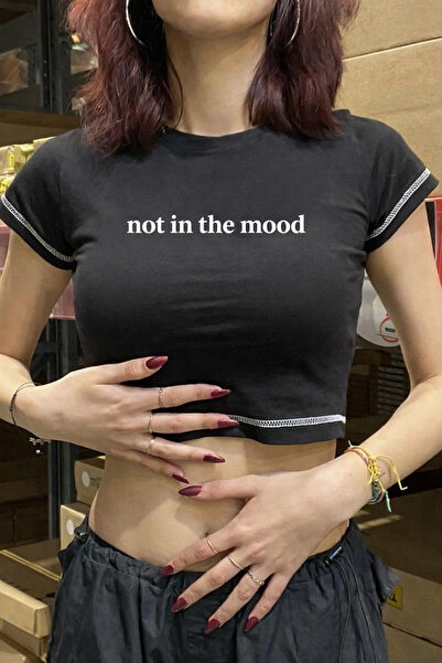 Toum Reverse Stitch Slogan Printed Crop Top