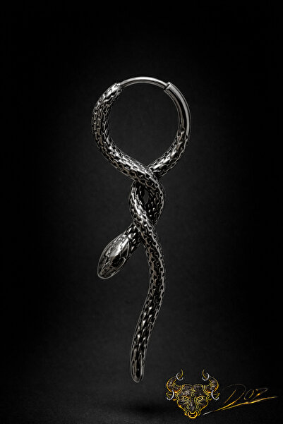 depozoom 316L Cerrahi Çelik Gotik Halka Punk Küpe Unisex Clicker Yılan Küpe 1...