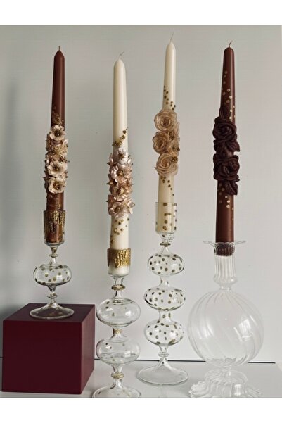 inrobert Krem Kahve Set Mum 4’lü