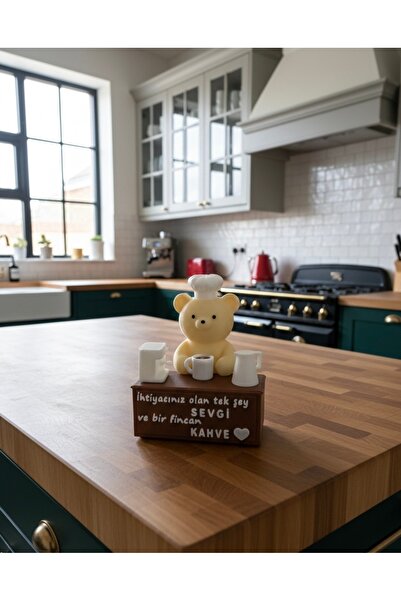 4 Family Özel Tasarım Barista Ayıcık Kahve Köşesi Dekoru - "Sevgi ve Kahve" T...