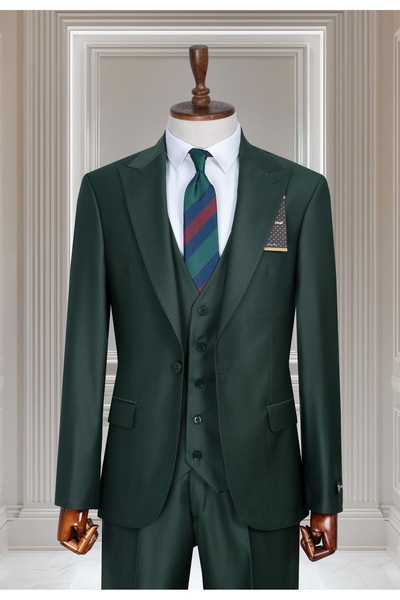 WENNO Punto Stitched Petrol Green Vest Suit