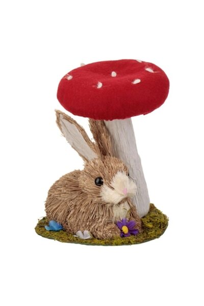 HYVESTO Easter Decoration Rabbit with Mushroom & Flowers Ø17.5x22cm