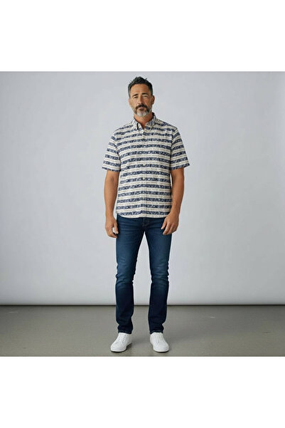 EREN STYLE Slim Fit Cotton Short Sleeve Shirt Without Pockets (Slim Fit Model)