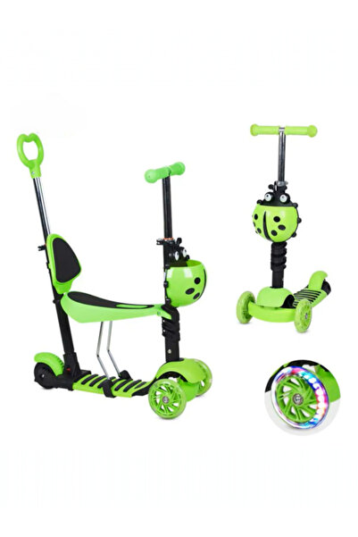 OEM 5 in 1 children's scooter with light-up wheels, parental handle, seat, La...