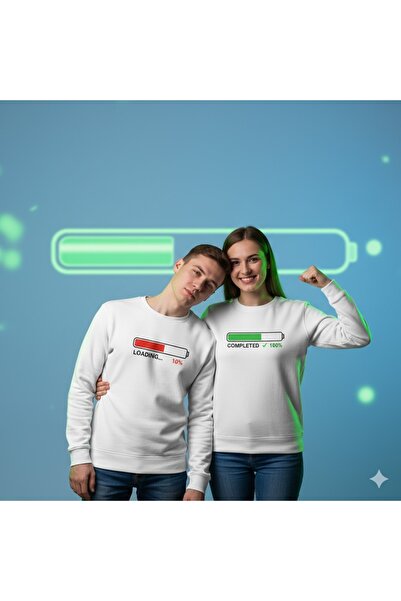 PERISENSE Dear Couple Combination Printed 2-Piece Cotton 3-Yarn Hoodless Over...