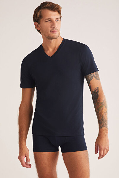 Kom Men'S, Modal-Cotton, V-Neck, Undershirt/T-Shirt (with Socks Gift)