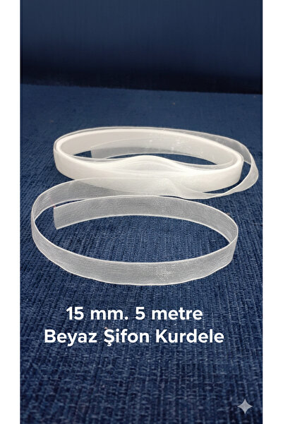 serap çiçekçilik Beyaz 15 mm. Organze Kurdele - 5 Metre | Hediye Paketi ve Ho...
