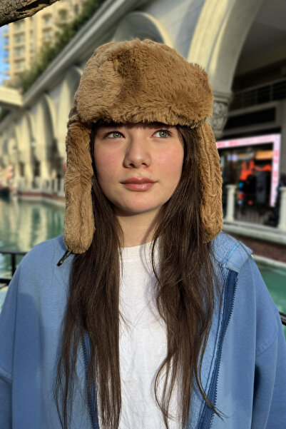 Mollycrush Young Camel Plush Pilot Hat |   Unisex Trendy Winter Ushanka Model...