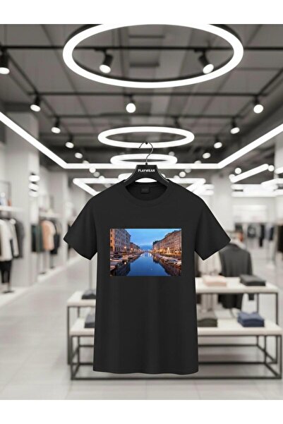 playwear تي شيرت PLAY WEAR للجنسين بقصة فضفاضة مطبوع عليه ITALY V23 برقبة دائرية