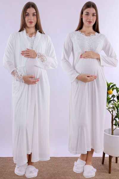 ByLohusa Set de cămașă de noapte din bumbac pentru gravide și postpartum – Că...