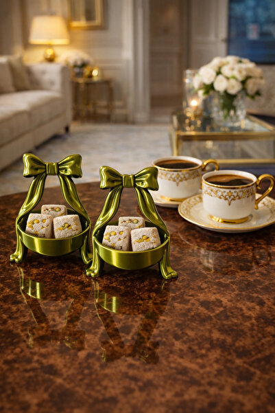 barsdepo 2'Li Coquette Fiyonk Tasarımlı Mini Sunumluk & Yüzük Tabağı - Dekora...