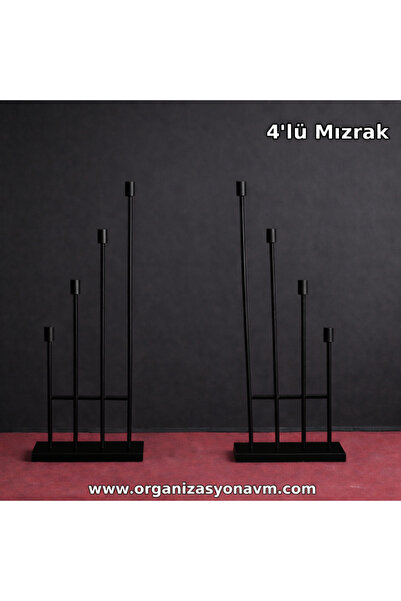 ORGANİZASYONAVM Mızrak şamdan elektrikli 4 lü