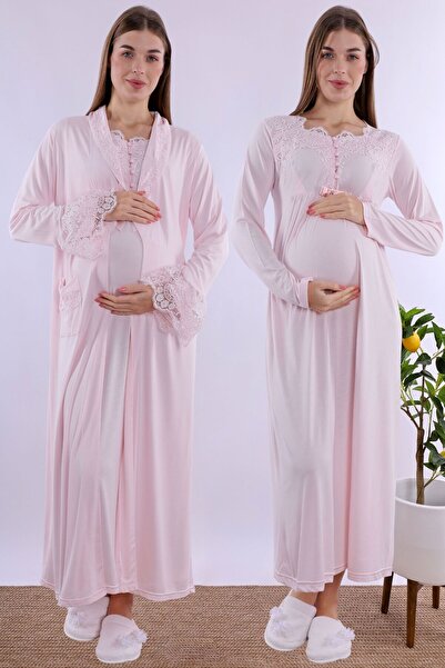 ByLohusa Комплект памучни нощници за бременни жени и новородени майки – с фун...