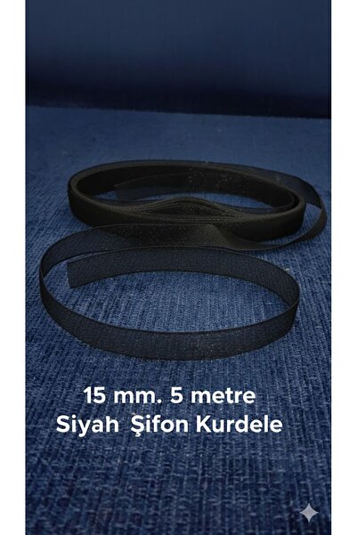 serap çiçekçilik Siyah 15 mm. Organze Kurdele - 5 Metre | Hediye Paketi ve Ho...