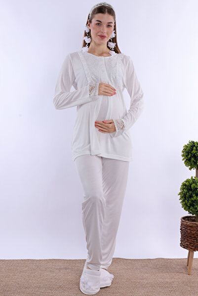 ByLohusa Effortt Ecru Maternity Maternity Pajama Set