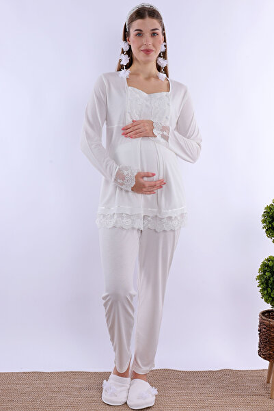 ByLohusa Breastfeeding-Friendly Cotton Maternity Pajama Set – Elastic Waist E...
