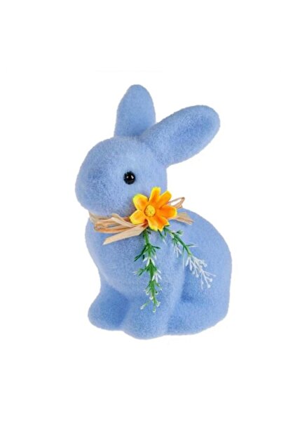 OEM Figurină decorativă de Paște, iepure din spumă, albastru, cu fundă bej și...
