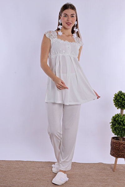 ByLohusa Cotton Comfortable Cut Maternity Pajama Set with Breastfeeding Featu...