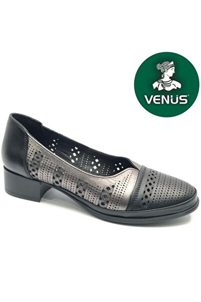 Venüs Sparrow Genuine Leather Women's Heeled Shoes Black