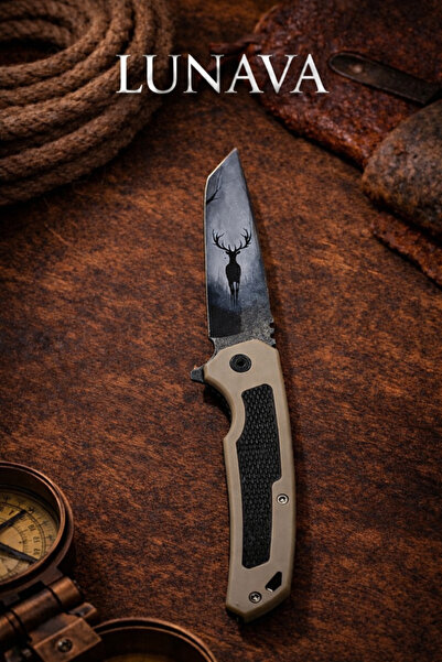 LUNAVA Çakı & Bıçak BROWNİNG Marka Çakı Geyik Baskılı Paslanmaz Çelik Yapı Be...